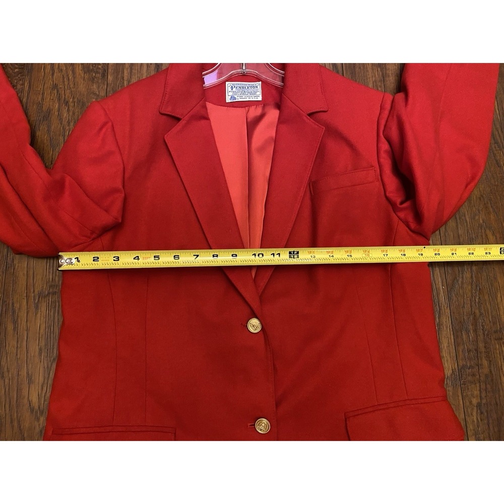 Pendleton Red Wool Blazer Women's Size 12 14 Large Satin Lined Gold Buttons USA - Picture 8 of 8